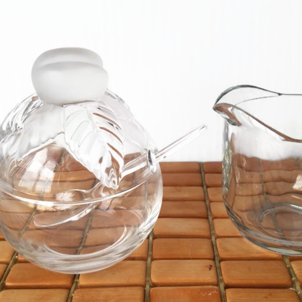 Glass Coffee Tea Condiments Creamer Sugar Set